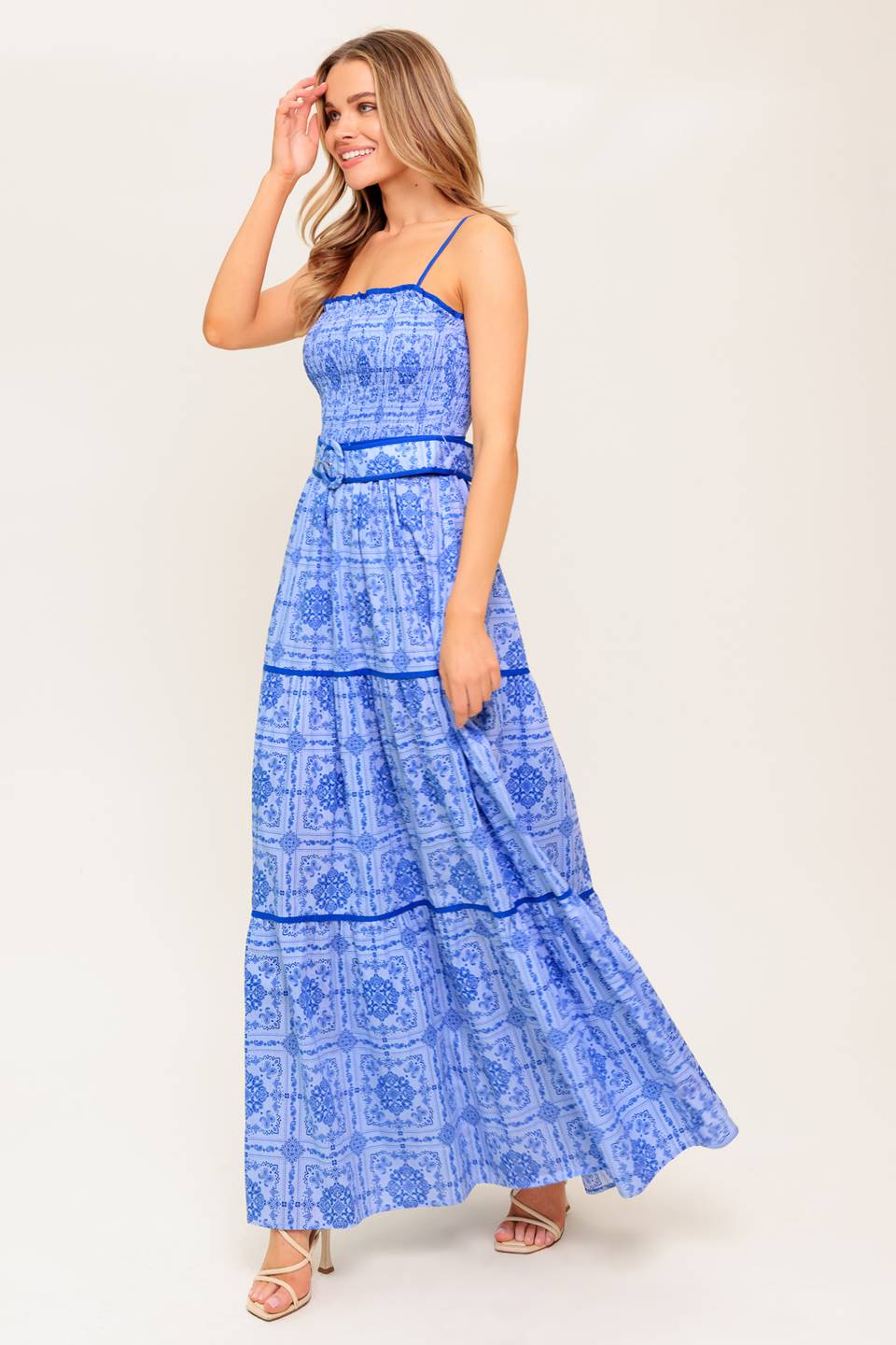 WAVES AND WHIMSY WOVEN MAXI DRESS Flying Tomato